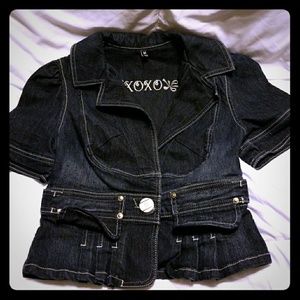 Denim short sleeved jacket